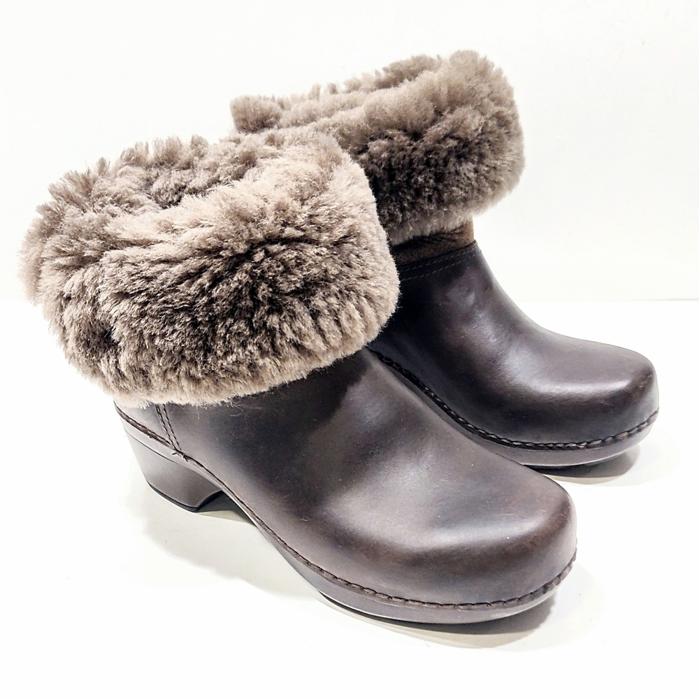 Dansko Stormy Leather Boots Clogs Shearling Lining Brown Women's EU 36 US 5.5-6 - Picture 5 of 11